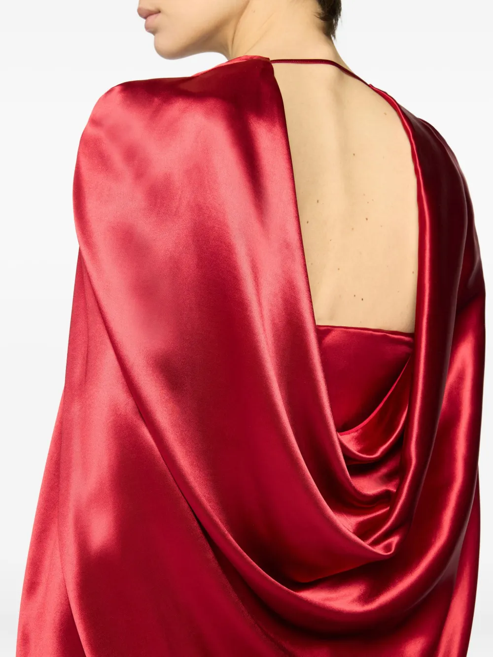 Genny Draped Cowl-effect Cape In Red