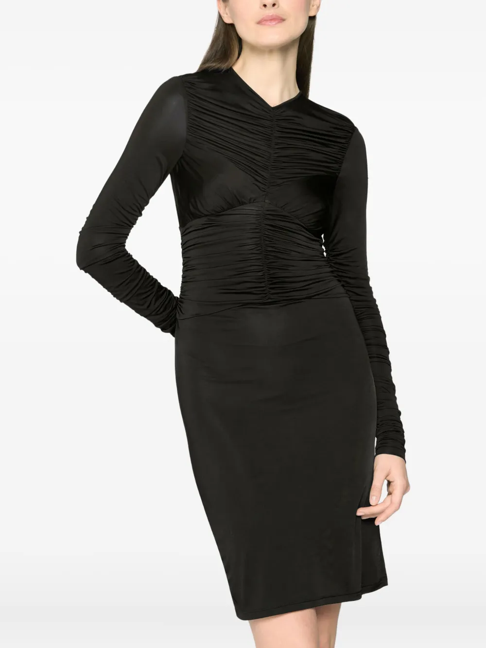 Genny Midi-jurk met lange mouwen Zwart