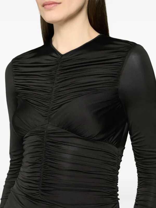 Genny long-sleeve Ruched Midi Dress | Black | FARFETCH