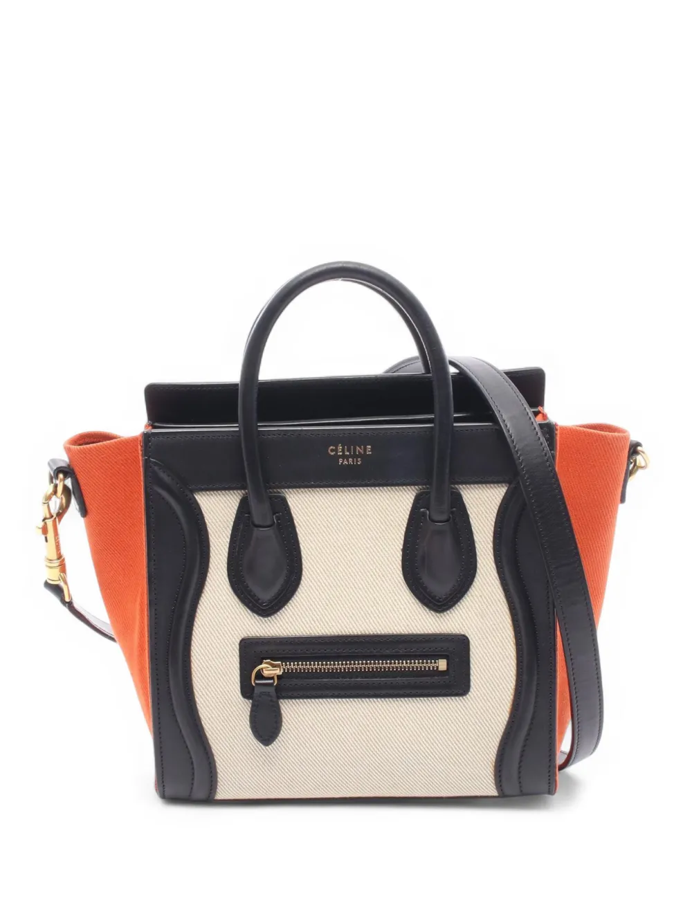 Celine Pre-Owned 2012-2018 Nano Tricolor Canvas and Leather Luggage Celine Pre-Owned 2012-2018 Nano Tricolor Canvas and Leather Luggage