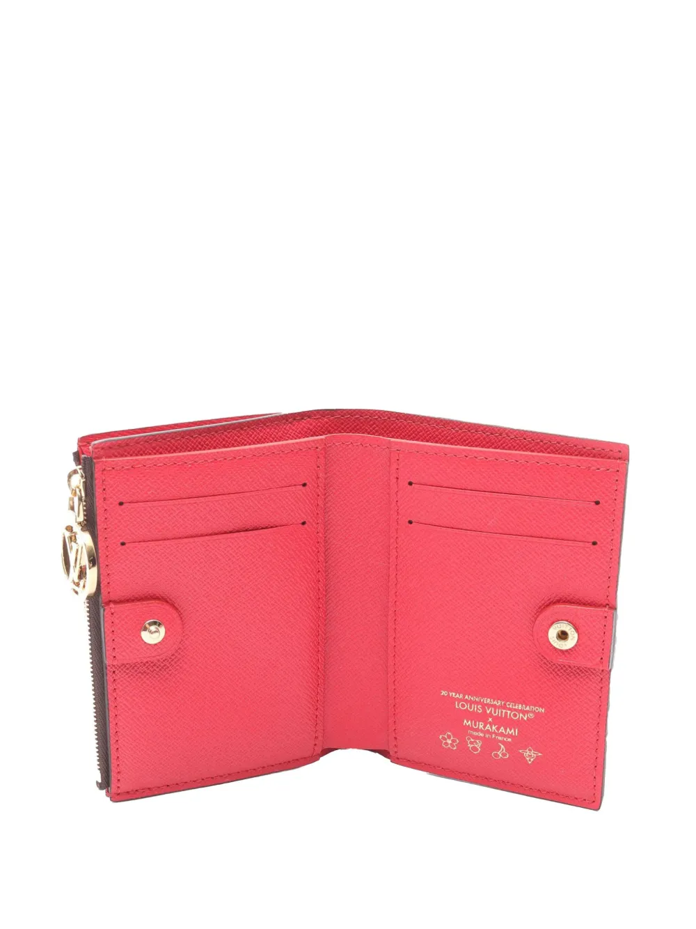 Pre-owned Louis Vuitton 2021-2025 Takashi Murakami Monogram Cerises Lisa Bifold Wallet Small Wallets In Brown
