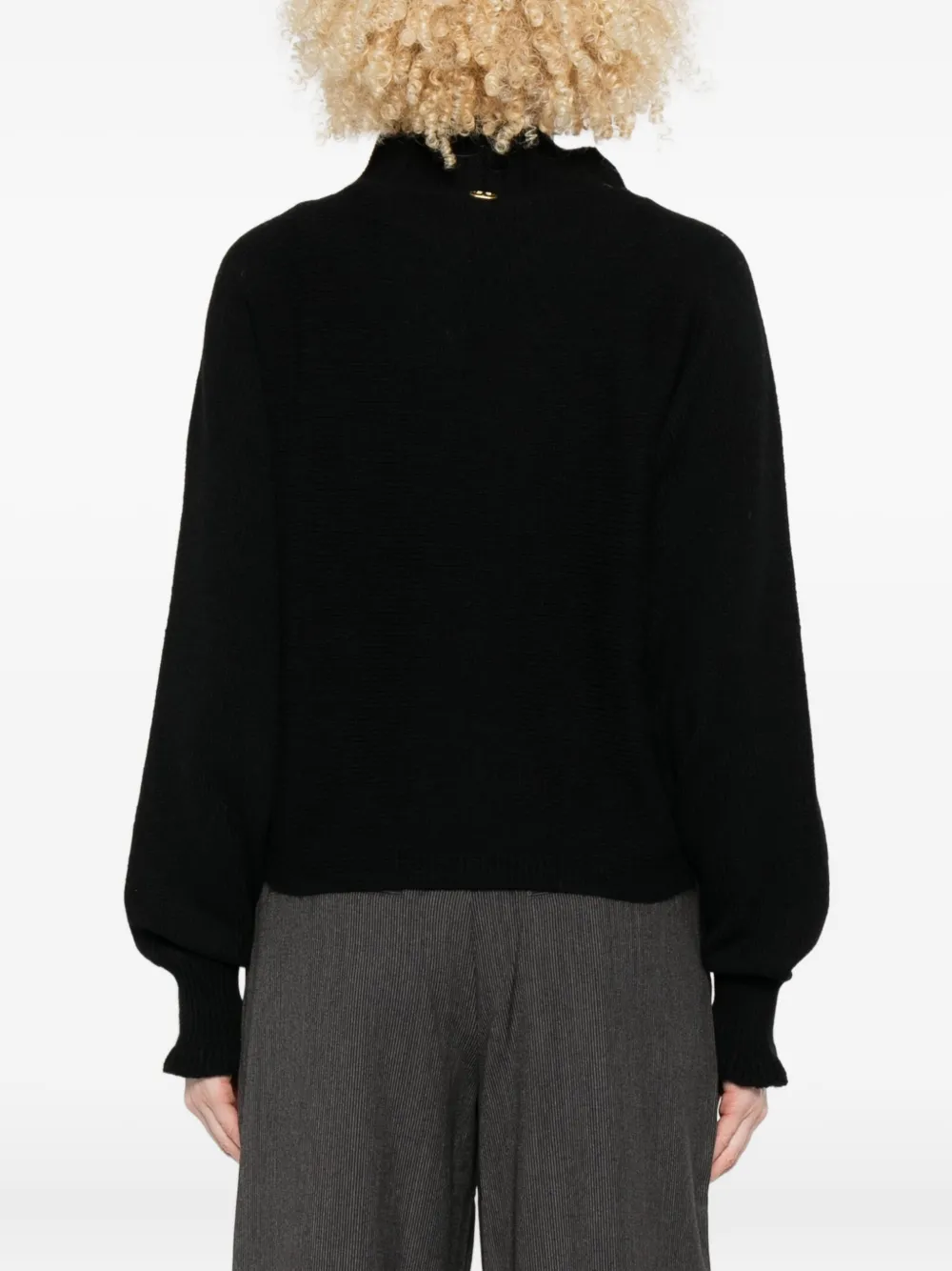 Twinset Wool Blend Sweater With High Neckline In Black