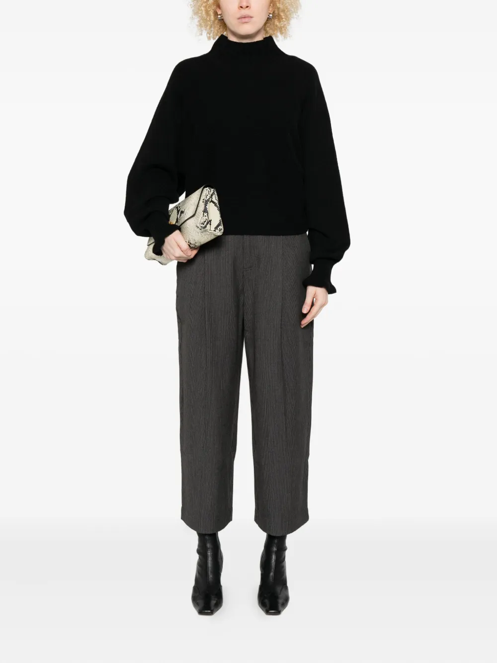 Twinset Wool Blend Sweater With High Neckline In Black