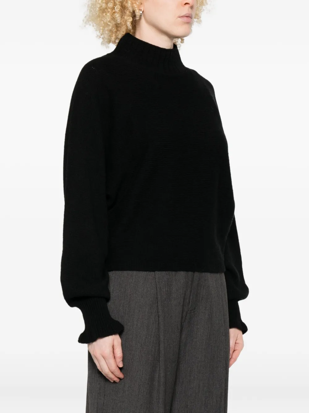 Twinset Wool Blend Sweater With High Neckline In Black