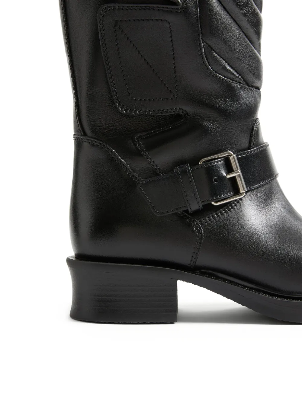 Valentino Garavani 40 mm leren biker boots met chevron-streep Zwart