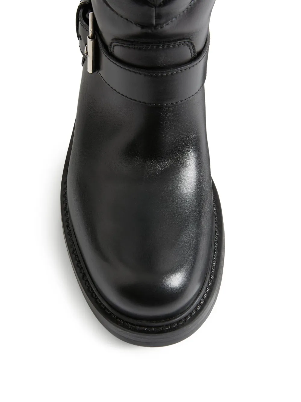 Valentino Garavani 40 mm leren biker boots met chevron-streep Zwart
