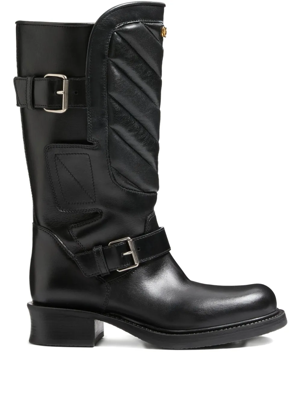 Valentino Garavani 40 mm leren biker boots met chevron-streep Zwart
