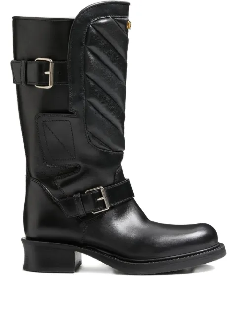 Valentino Garavani 40mm Rayons chevron leather biker boots