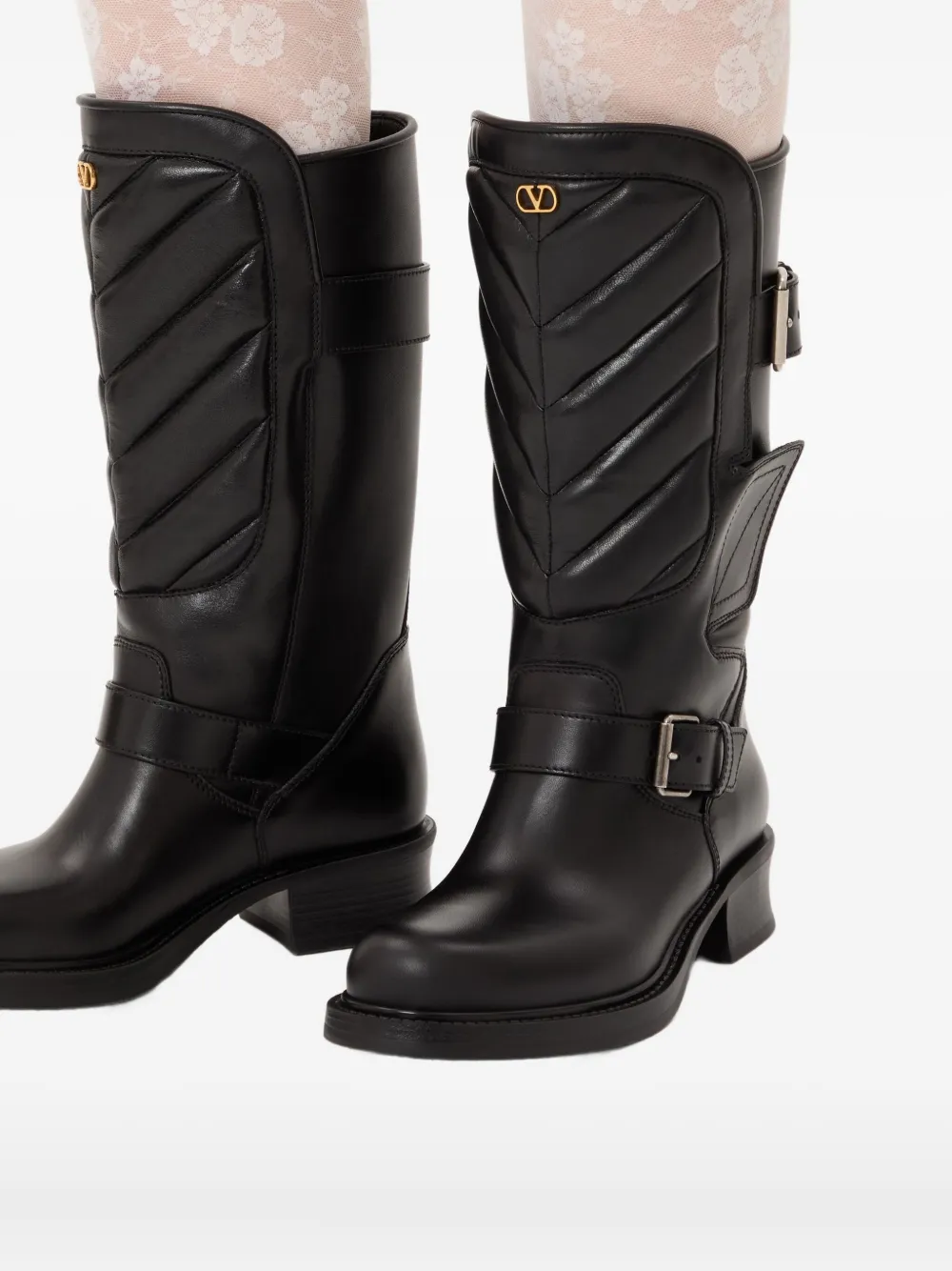 Valentino Garavani Rayons Biker Boots in Black, view 5