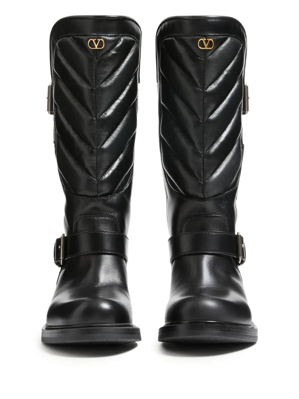  Valentino Garavani Rayons Biker Boots - Black 