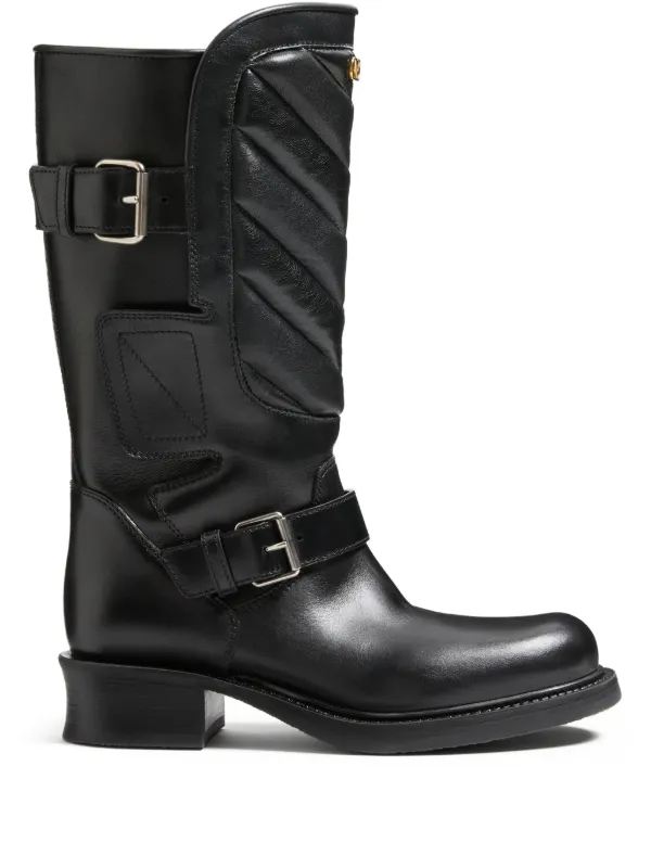 Valentino Garavani Rayons Biker Boots in Black