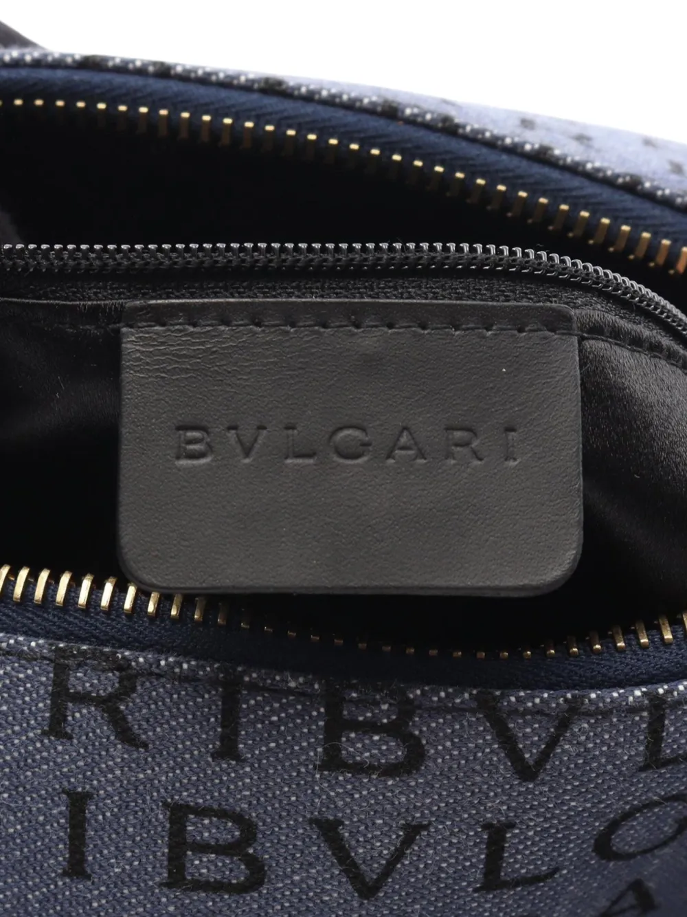 Pre-owned Bvlgari 2000-2025 Logomania Denim B Zero1 Cylinder Crossbody Bag In Blue