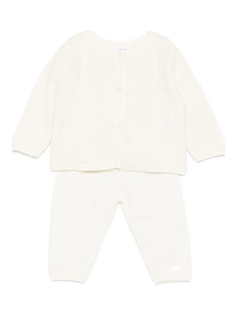 Tartine Et Chocolat Cable-knit Trousers Set In White