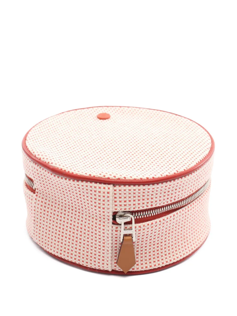 Pre-owned Hermes 2020-2025 H Canvas And Lambskin Evasion Pouch In White