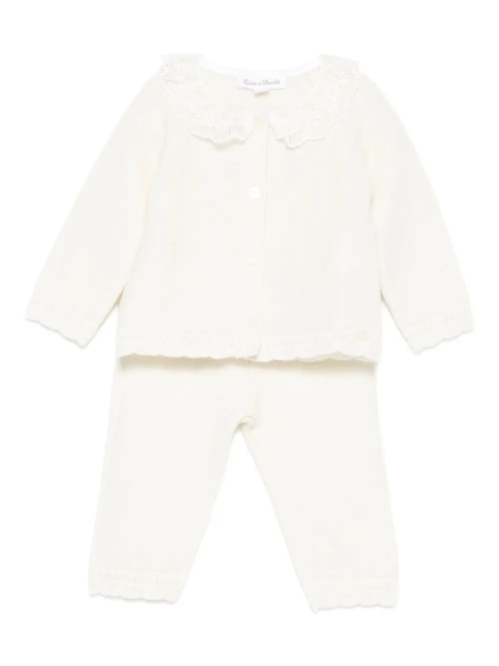 Tartine Et Chocolat Lace-trim Trousers Set In Neutral