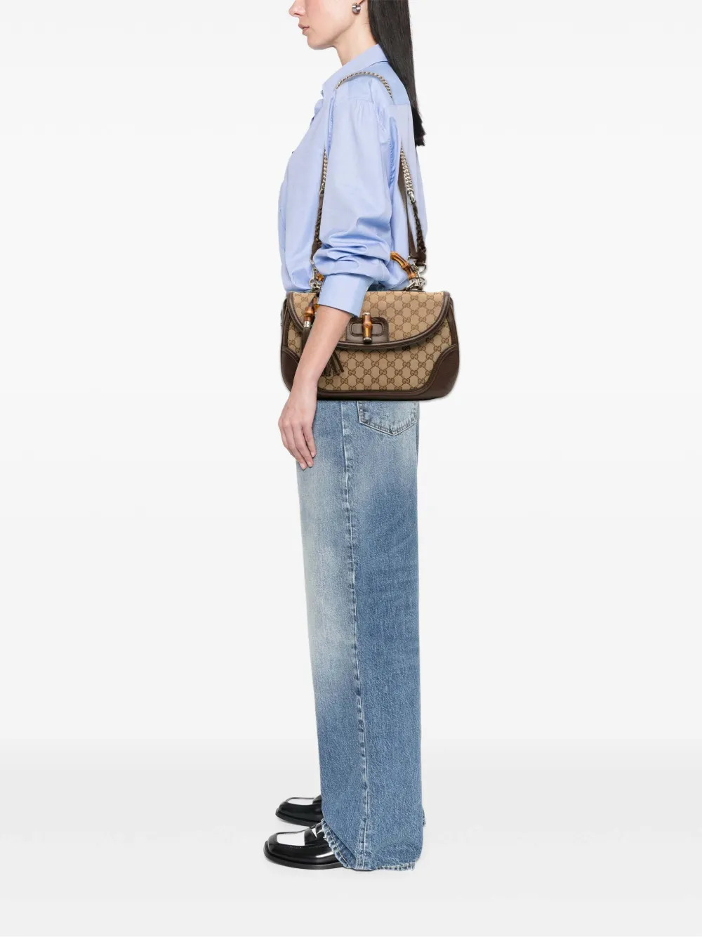 Gucci Pre-Owned 2016-2025 Large GG Canvas New Bamboo Top Handle Bag satchel | Pre-Owned | Image 2