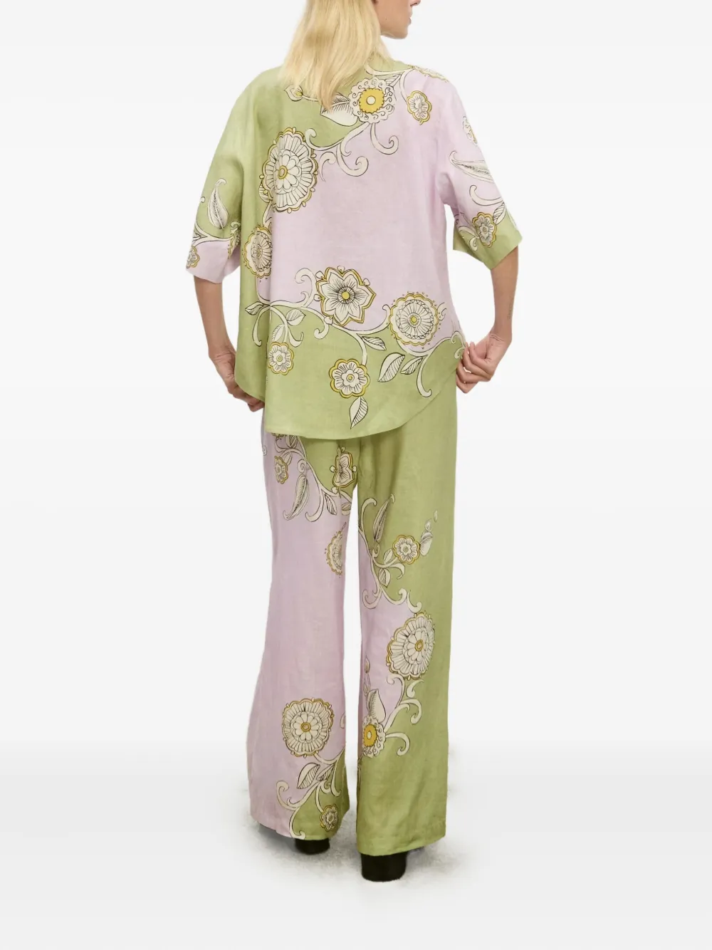 ALEMAIS Sora floral-print trousers - Groen