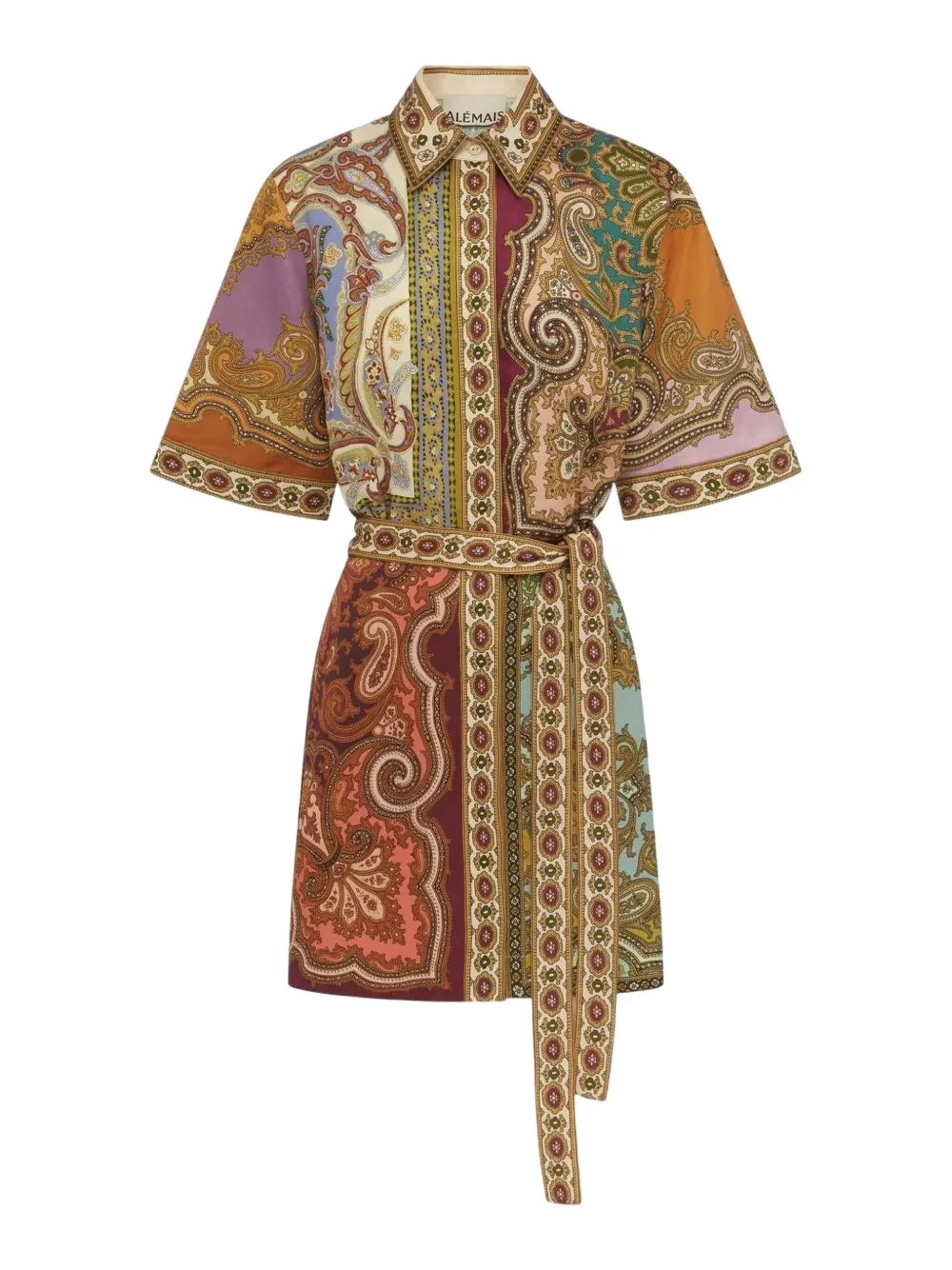 ALEMAIS Clemenza Spliced paisley-print mini dress - Beige