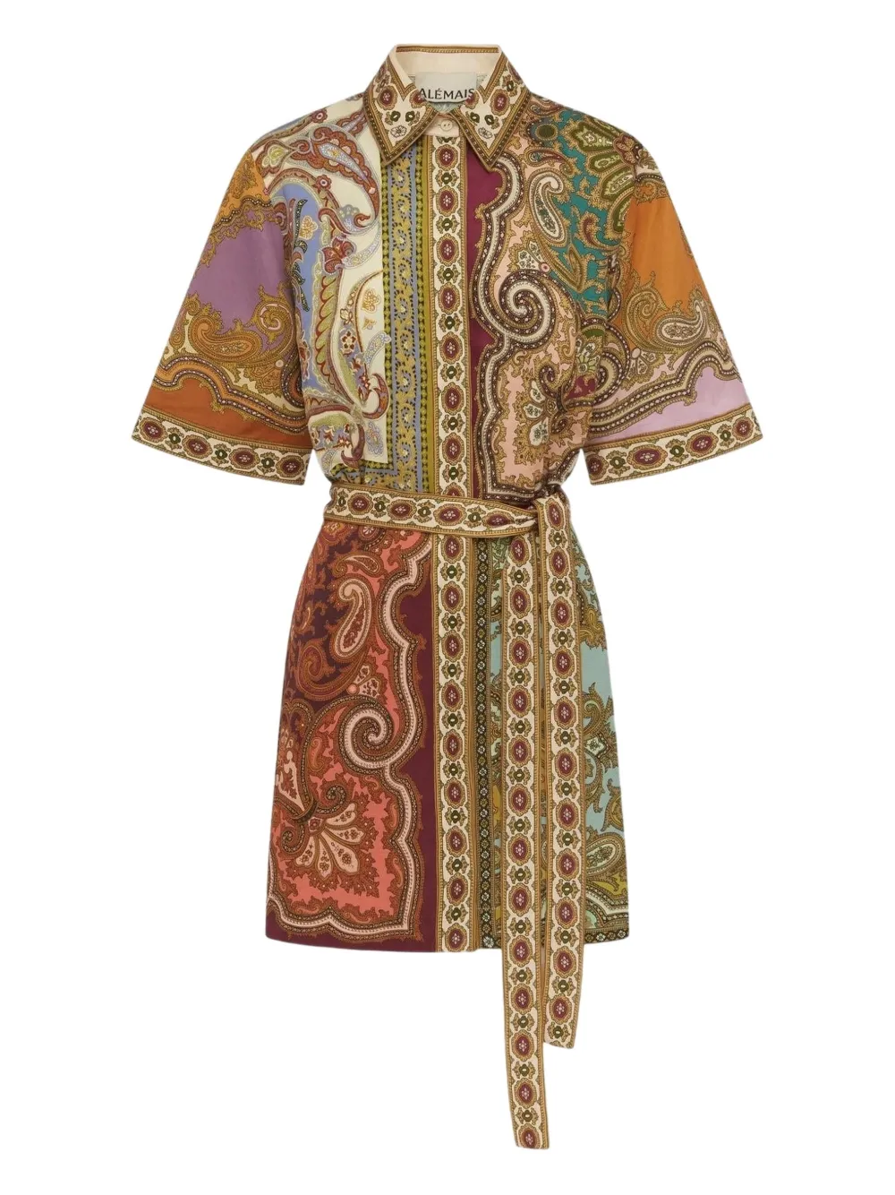 ALEMAIS Clemenza Spliced paisley-print mini dress | Neutrals | Image 1