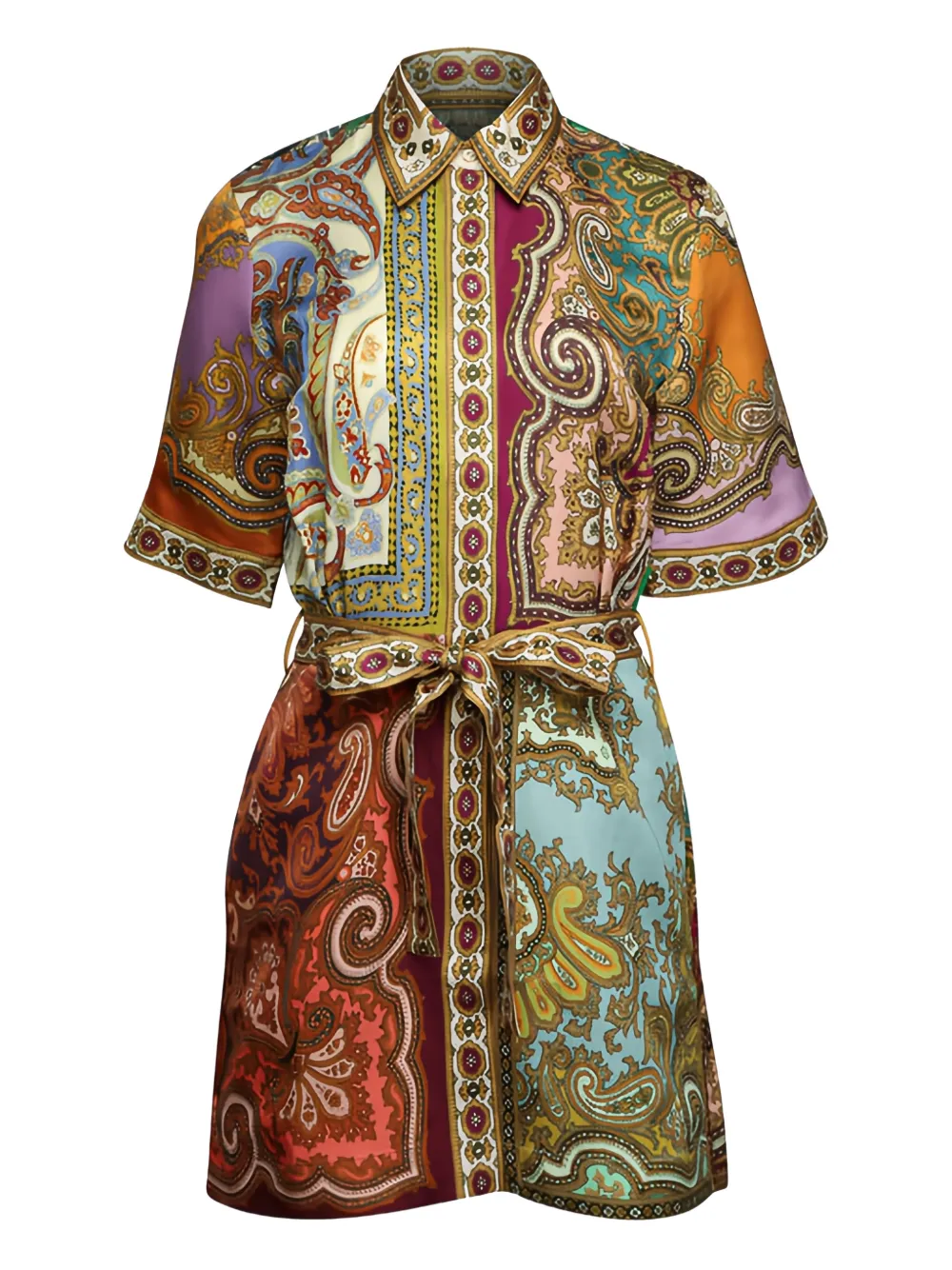 ALEMAIS Clemenza Spliced paisley-print mini dress - Neutrals