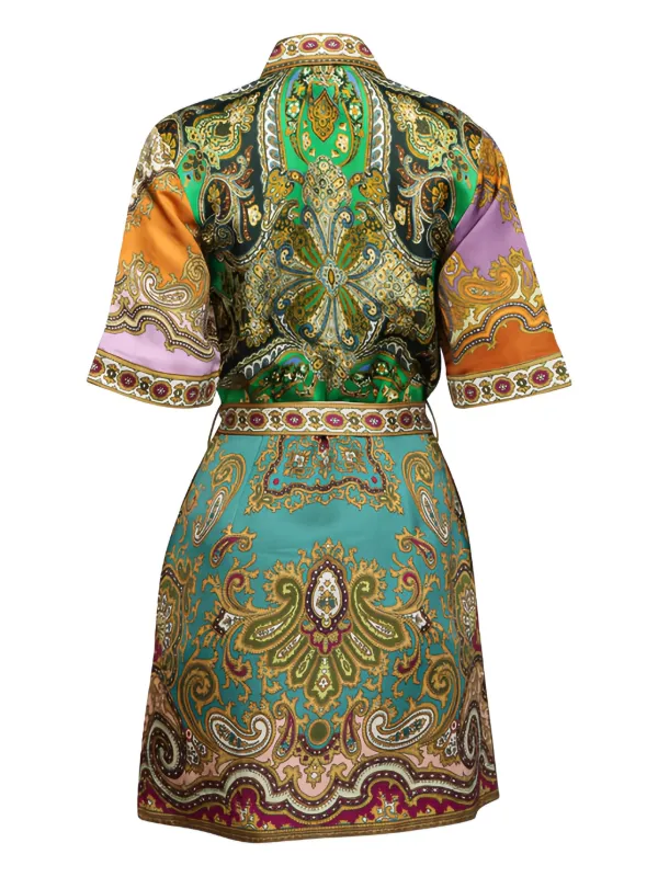 ALEMAIS Clemenza Spliced paisley-print Mini Dress | Neutrals | FARFETCH GE