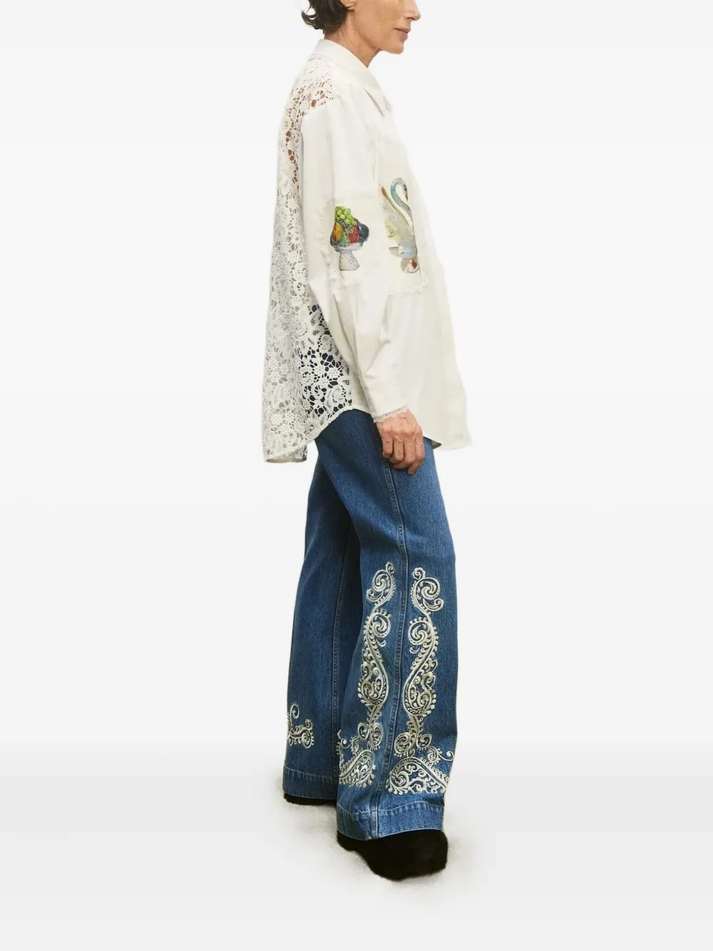 Alemais Orazio Lace-panel Shirt In White