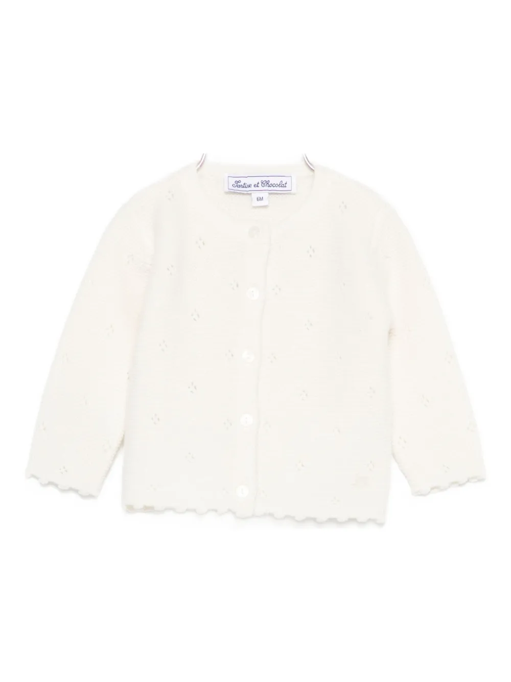 Tartine Et Chocolat Scallop-hem Cardigan In White