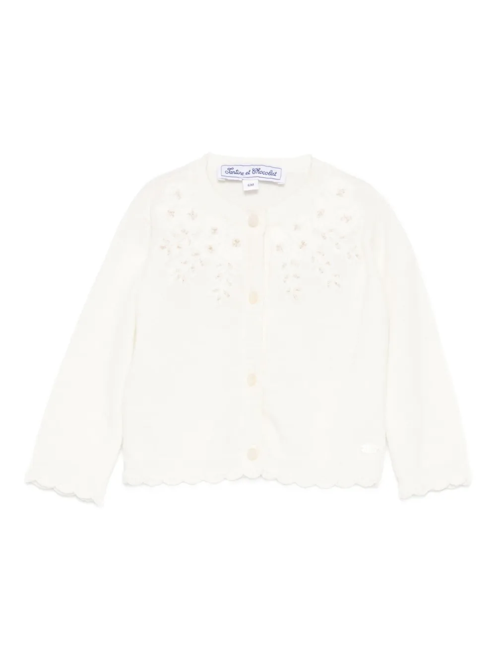 Tartine Et Chocolat Scalloped-hem Cardigan In White