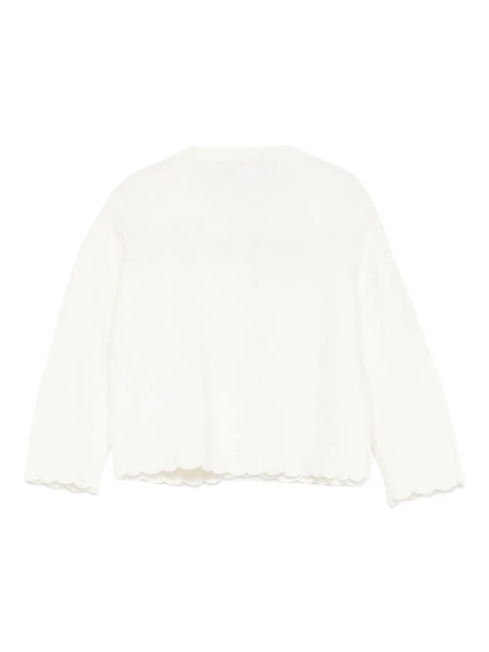 Tartine Et Chocolat Scalloped-hem Cardigan In White