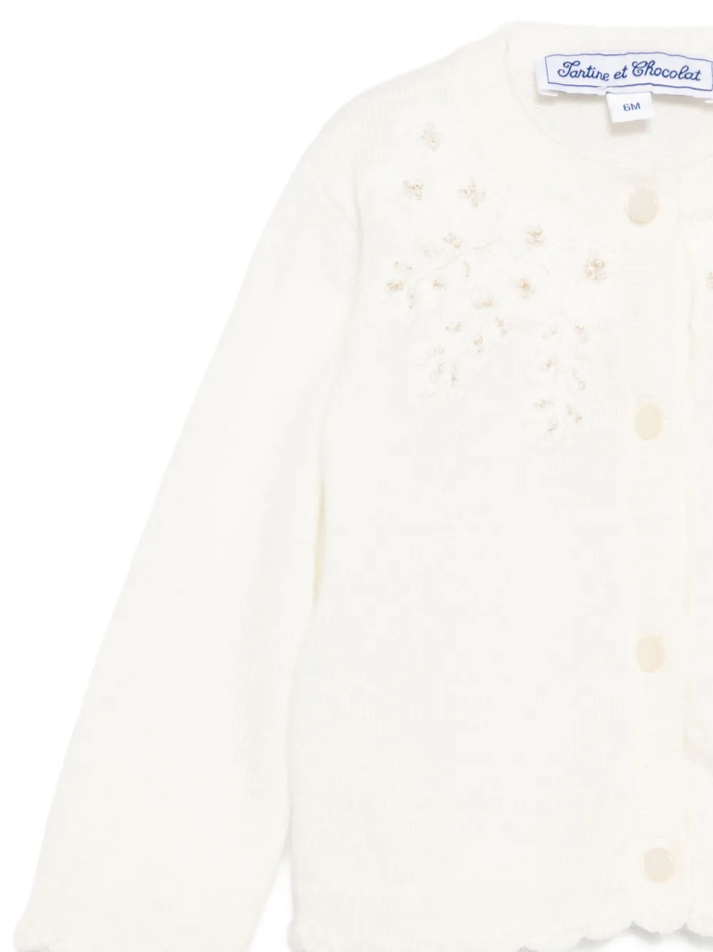 Tartine Et Chocolat Scalloped-hem Cardigan In White