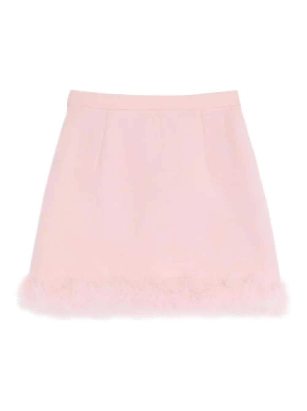 Valentino Short Crepe Couture Skirt With Feathers Woman Rose 42 In Pink