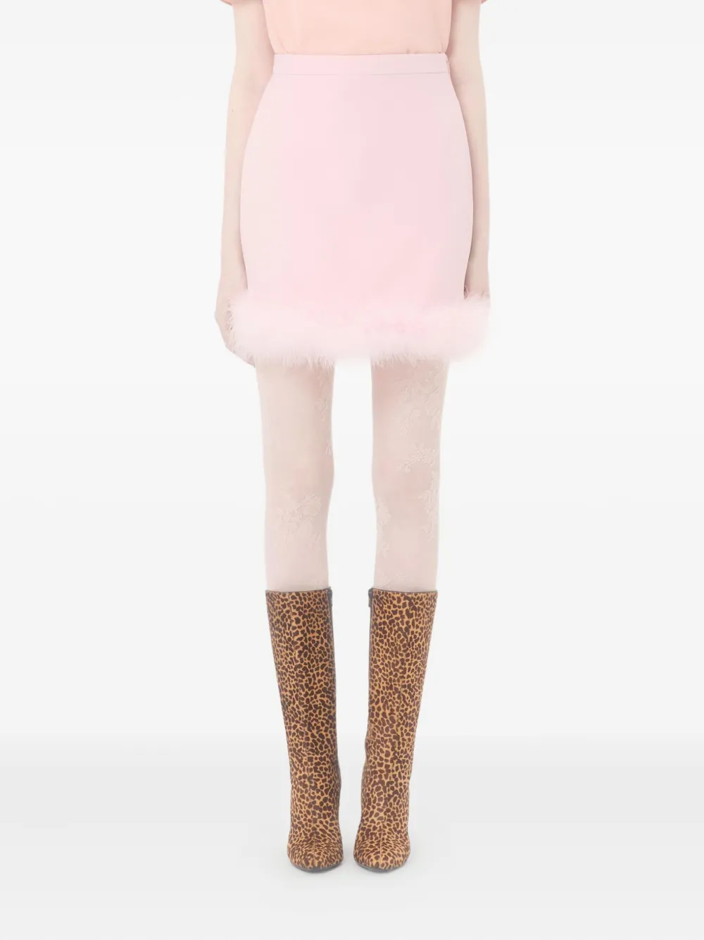 Valentino Garavani Mini-rok met veren afwerking Roze