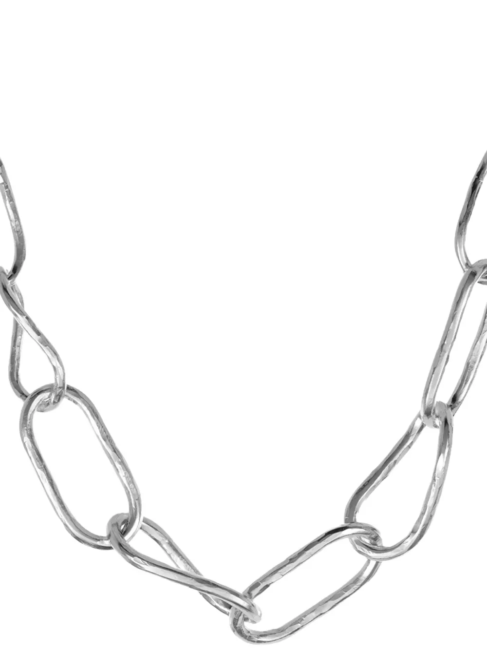  No More Bold Hammered Chain Necklace - Silver 