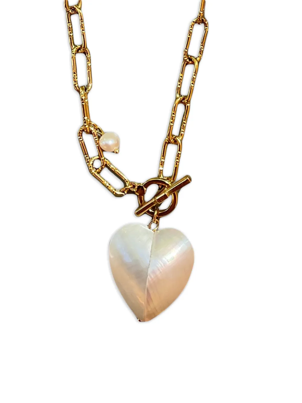 Labelled Jewellery Shelley schakelhalsketting met hartdetail - Goud