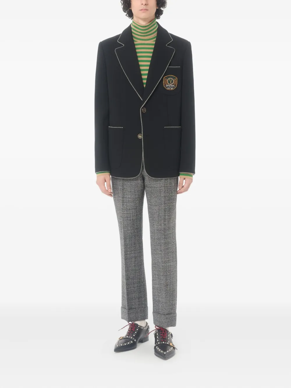 Valentino Garavani Jack met enkele rij knopen en patch Zwart