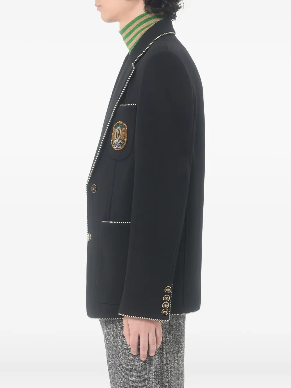 Valentino Garavani Jack met enkele rij knopen en patch Zwart