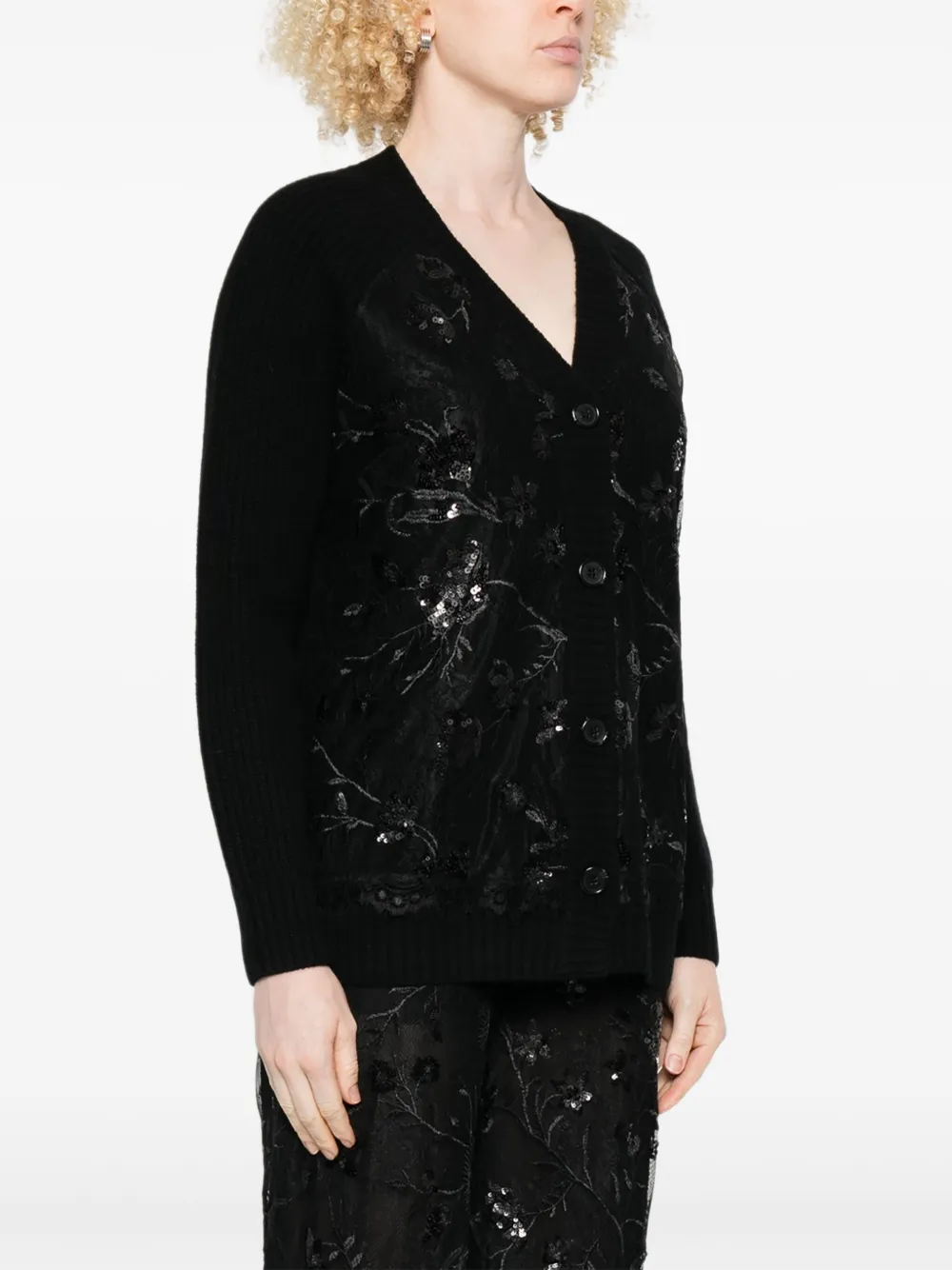 Ermanno Firenze Sequin-embellished Cardigan In Black