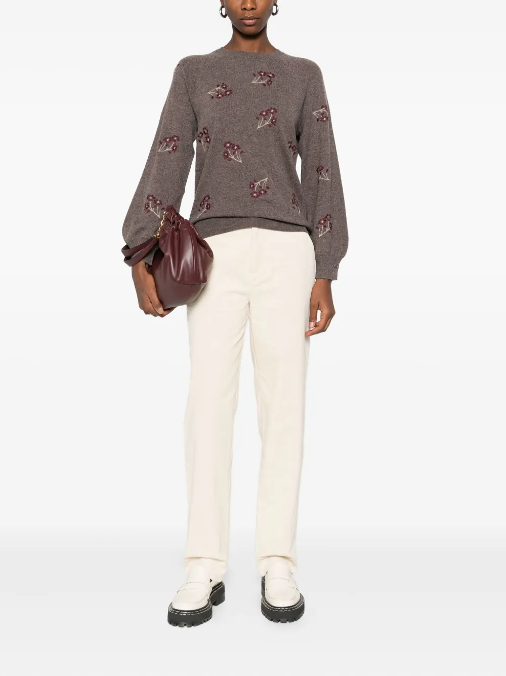 YERSE floral-embroidered crew-neck sweater | Knitted Sweaters | Image 2