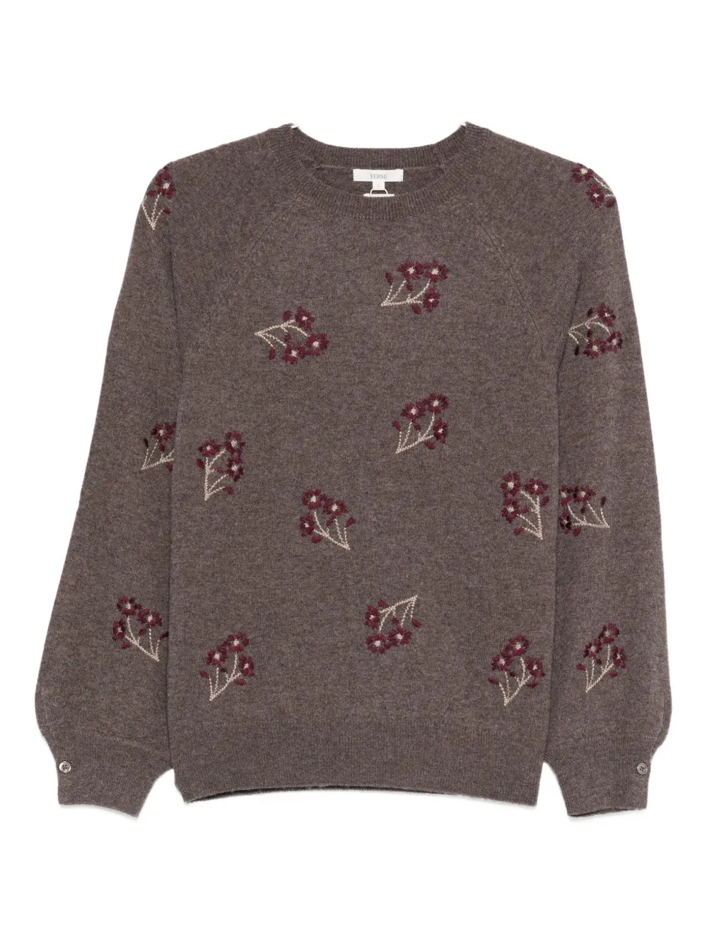 YERSE floral-embroidered crew-neck sweater | Grey | Image 1