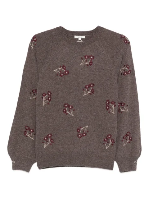 YERSE floral-embroidered crew-neck sweater