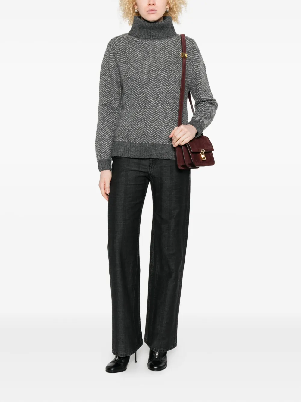 YERSE herringbone-pattern turtleneck sweater | Knitted Sweaters | Image 2