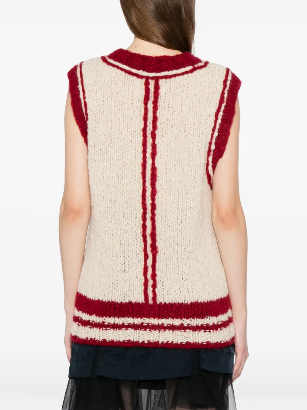 Cuddleup Contrasting V-neck Vest In Red