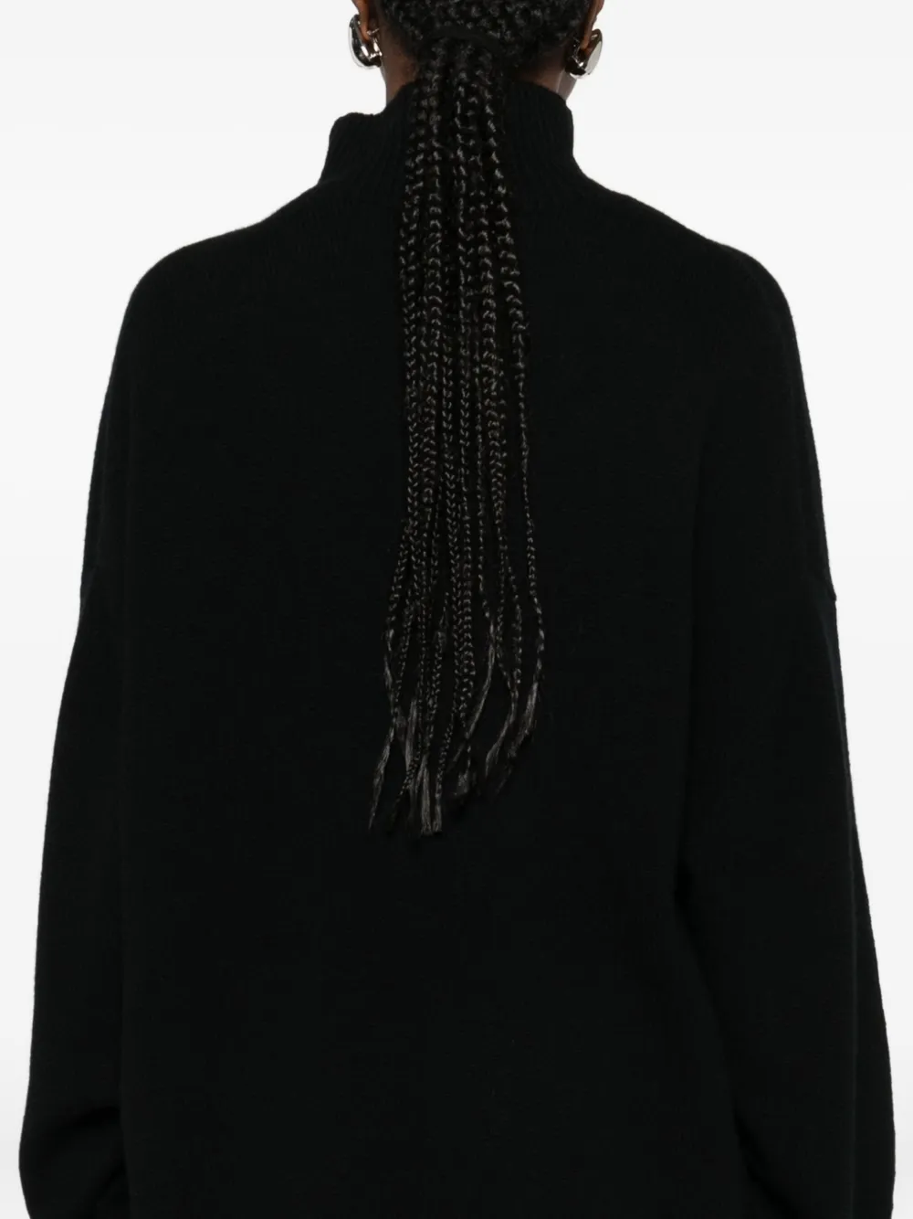 Allude Funnel-neck Sweater In Black