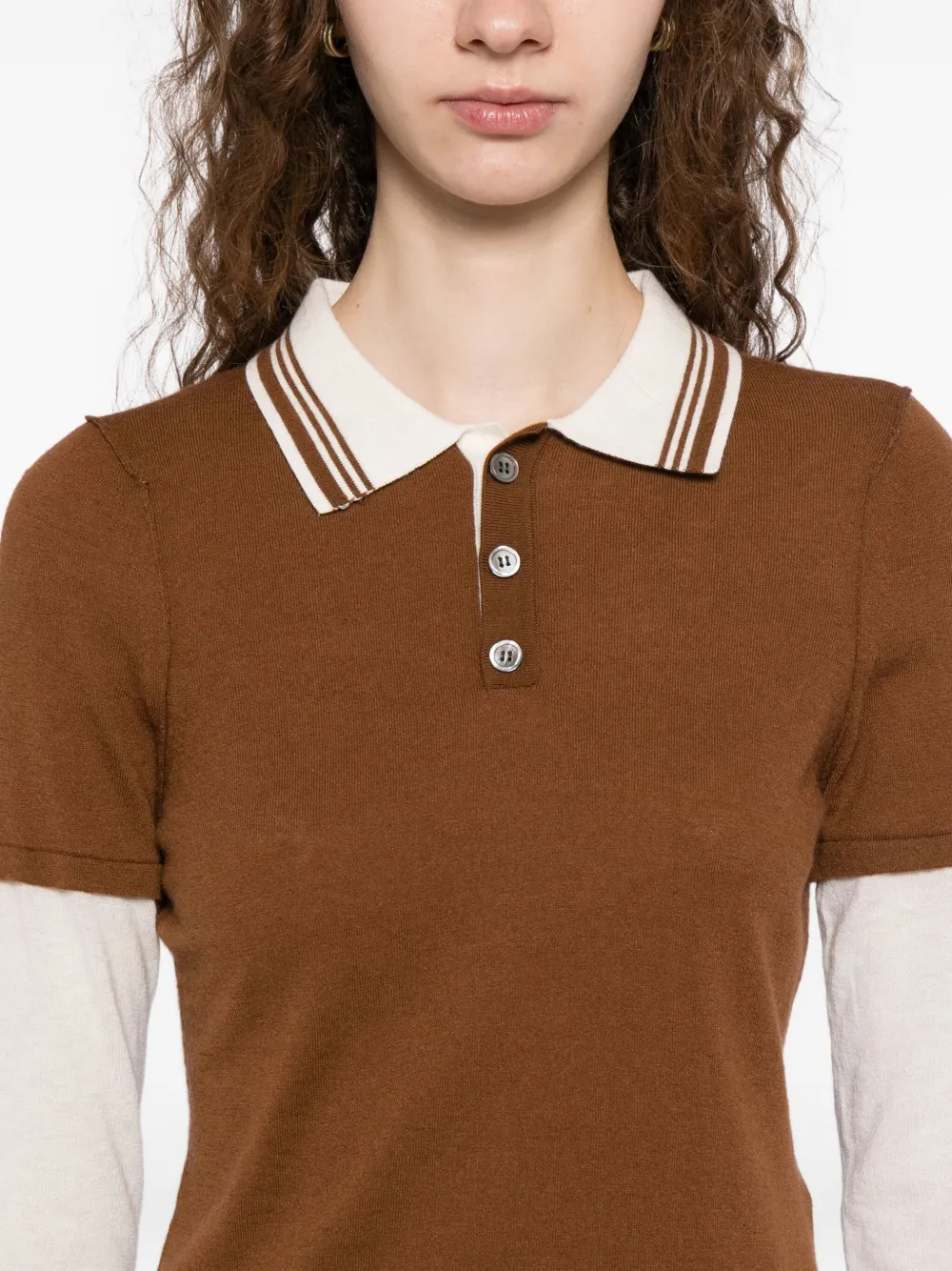 Cuddleup Long-sleeve Polo Top In Brown