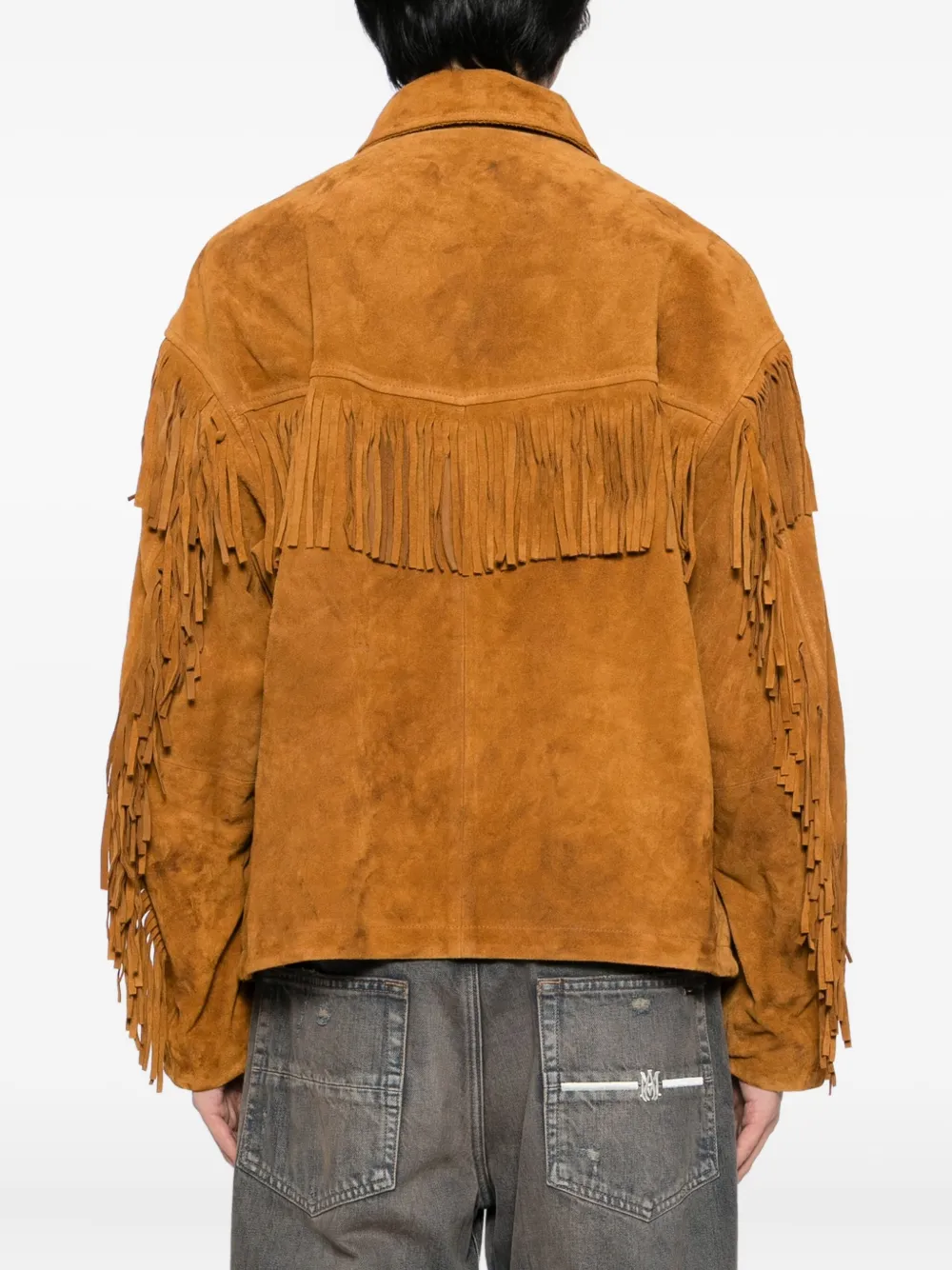 Kamiya Fringed Leather Jacket In Brown