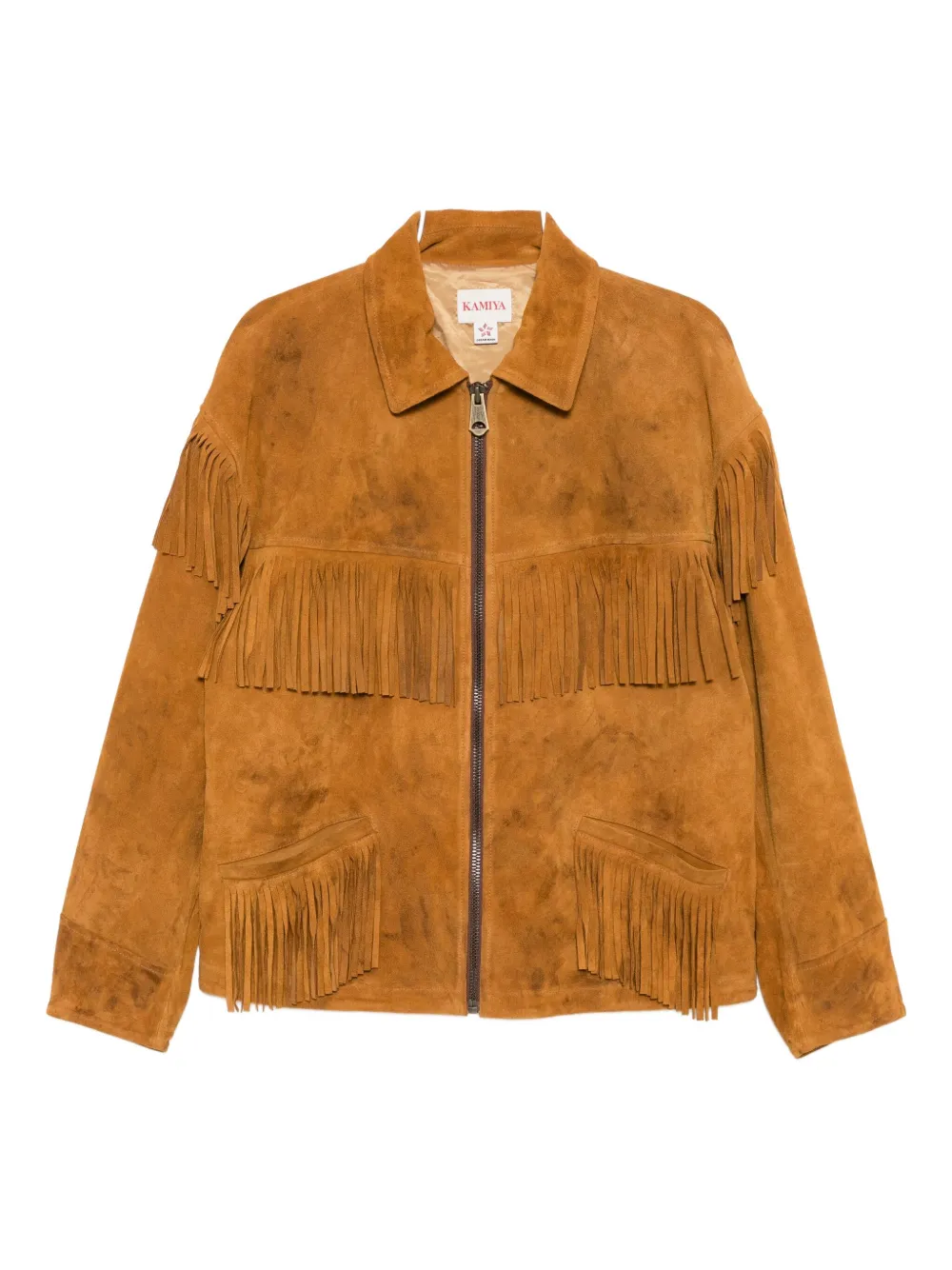 Kamiya Fringed Leather Jacket In Brown