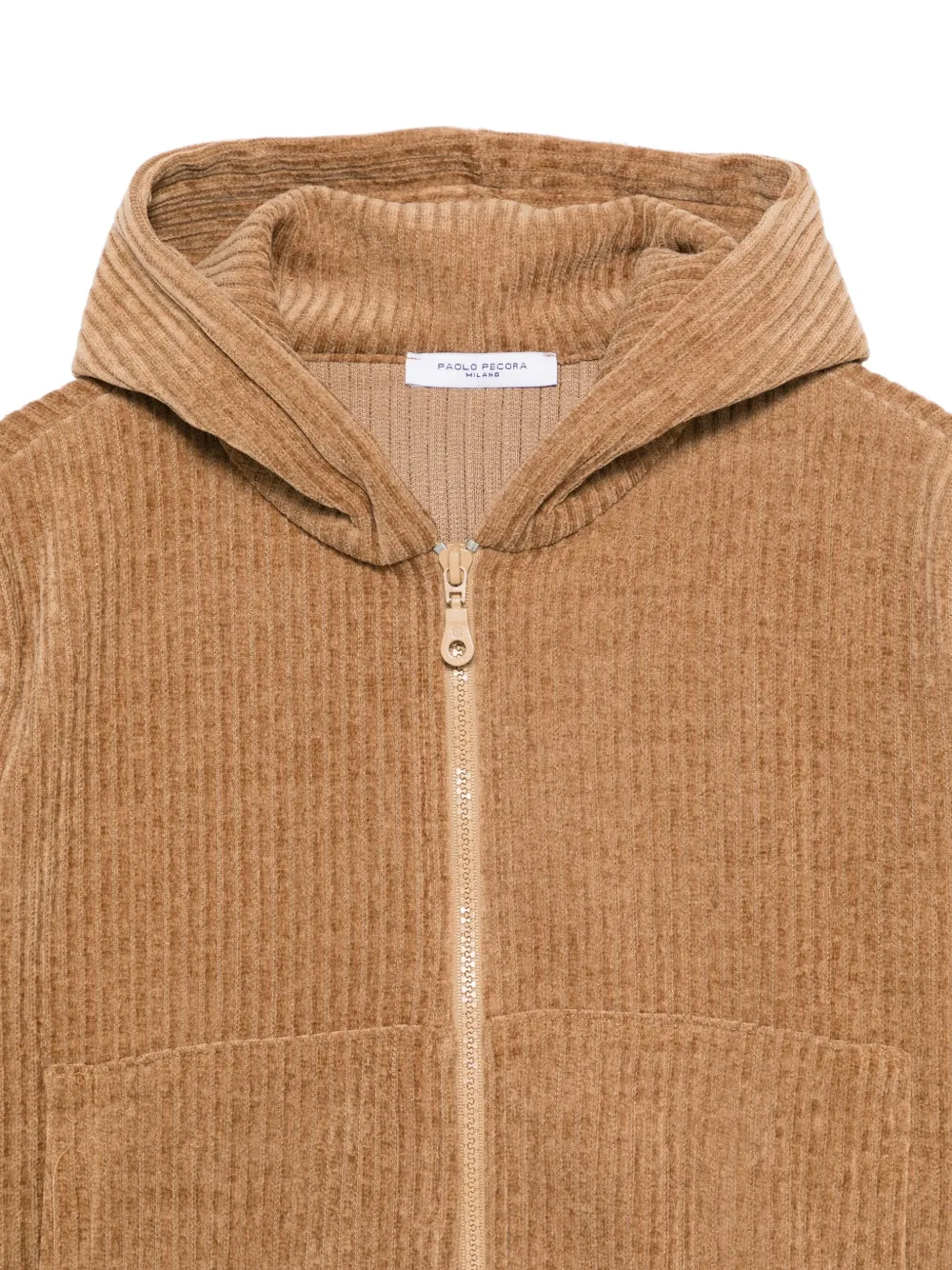 Paolo Pecora Kids Geribbelde hoodie met rits Bruin