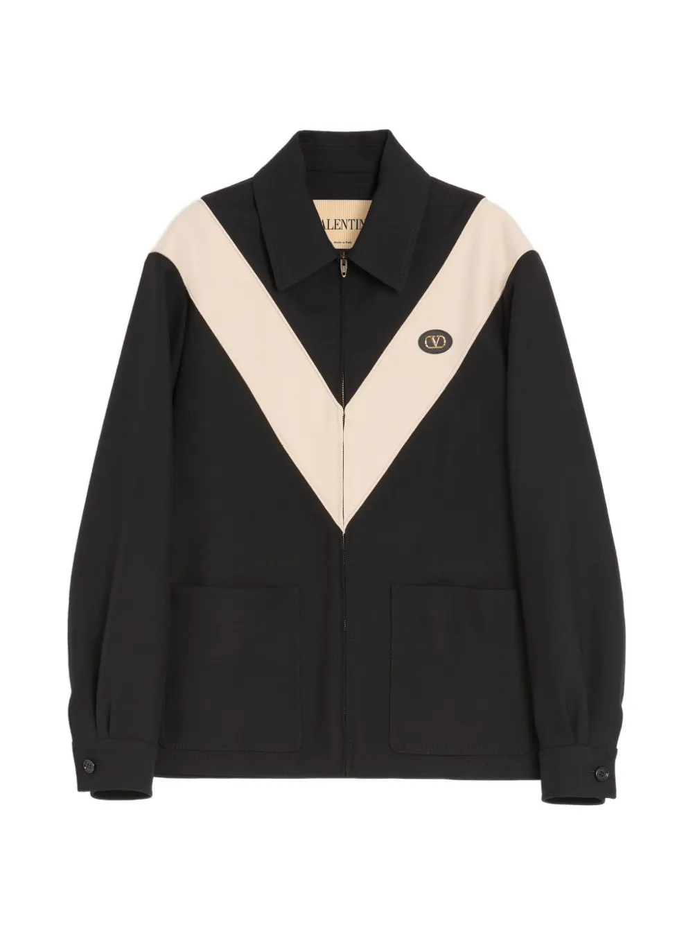 Valentino Garavani Giacca-camicia con applicazione logo - Nero