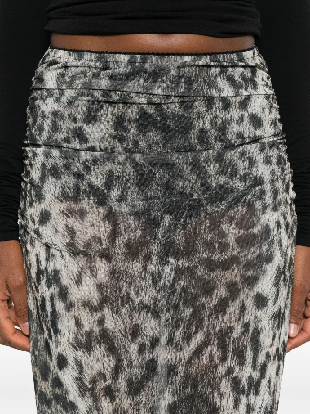 Aniye By Mesh Leopard-print Midi Skirt In Multi