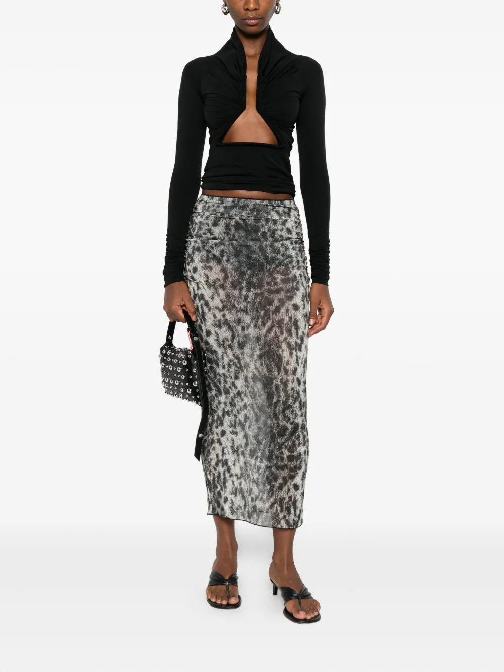 Aniye By mesh leopard-print midi skirt - Grijs